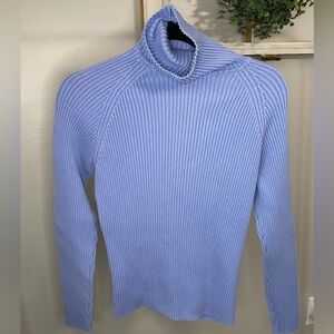 JEANNE PIERRE Turtleneck Sweater light blue ribbed size large